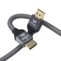 MOCNY WYTRZYMAŁY KABEL HDMI 2.1 8K / 4K / 2K W OPLOCIE 2M - SREBRNY