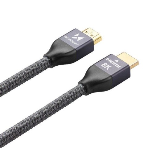 MOCNY WYTRZYMAŁY KABEL HDMI 2.1 8K / 4K / 2K W OPLOCIE 2M - SREBRNY MOCNY WYTRZYMAŁY KABEL HDMI 2.1 8K / 4K / 2K W OPLOCIE 2M - SREBRNY