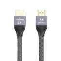 MOCNY WYTRZYMAŁY KABEL HDMI 2.1 8K / 4K / 2K W OPLOCIE 2M - SREBRNY