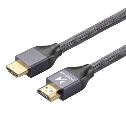 MOCNY WYTRZYMAŁY KABEL HDMI 2.1 8K / 4K / 2K W OPLOCIE 2M - SREBRNY MOCNY WYTRZYMAŁY KABEL HDMI 2.1 8K / 4K / 2K W OPLOCIE 2M - SREBRNY