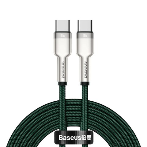 PRZEWÓD KABEL USB-C - USB-C CAFULE METAL DATA POWER DELIVERY 100W 2M - ZIELONY