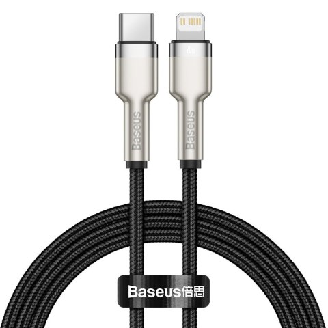 PRZEWÓD KABEL IPHONE USB-C - LIGHTNING CAFULE METAL DATA POWER DELIVERY 20W 1M - CZARNY