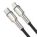 PRZEWÓD KABEL IPHONE USB-C - LIGHTNING CAFULE METAL DATA POWER DELIVERY 20W 1M - CZARNY