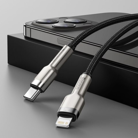 PRZEWÓD KABEL IPHONE USB-C - LIGHTNING CAFULE METAL DATA POWER DELIVERY 20W 1M - CZARNY PRZEWÓD KABEL IPHONE USB-C - LIGHTNING CAFULE METAL DATA POWER DELIVERY 20W 1M - CZARNY