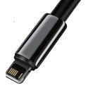 PRZEWÓD KABEL W OPLOCIE DO IPHONE USB - LIGHTNING 1M - CAŁY CZARNY