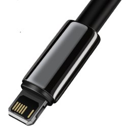 PRZEWÓD KABEL W OPLOCIE DO IPHONE USB - LIGHTNING 1M - CAŁY CZARNY