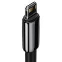 PRZEWÓD KABEL W OPLOCIE DO IPHONE USB - LIGHTNING 1M - CAŁY CZARNY
