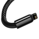 PRZEWÓD KABEL W OPLOCIE DO IPHONE USB - LIGHTNING 1M - CAŁY CZARNY