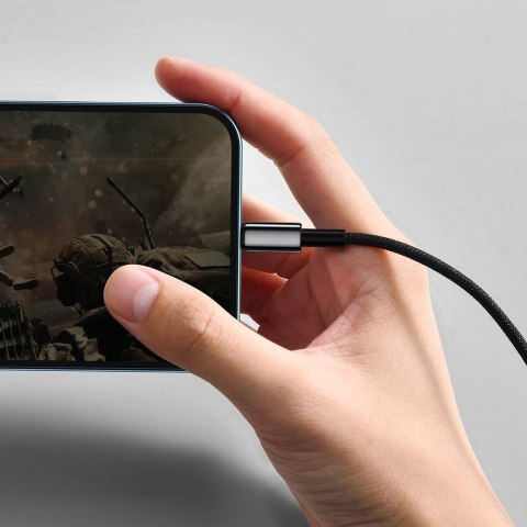PRZEWÓD KABEL W OPLOCIE DO IPHONE USB - LIGHTNING 1M - CAŁY CZARNY PRZEWÓD KABEL W OPLOCIE DO IPHONE USB - LIGHTNING 1M - CAŁY CZARNY