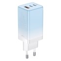 SZYBKA ŁADOWARKA SIECIOWA GAN 2X USB-C / USB 65W QC PD - NIEBIESKI