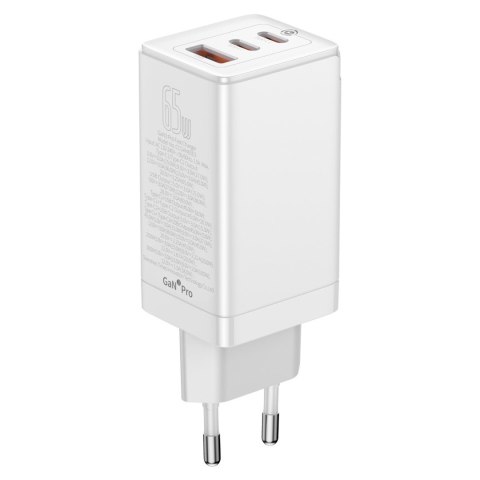 SZYBKA UNIWERSALNA ŁADOWARKA SIECIOWA GAN3 PRO 2X USB-C / USB + KABEL USB-C 65W - BIAŁY SZYBKA UNIWERSALNA ŁADOWARKA SIECIOWA GAN3 PRO 2X USB-C / USB + KABEL USB-C 65W - BIAŁY