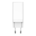 SZYBKA UNIWERSALNA ŁADOWARKA SIECIOWA GAN3 PRO 2X USB-C / USB + KABEL USB-C 65W - BIAŁY