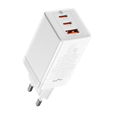 SZYBKA UNIWERSALNA ŁADOWARKA SIECIOWA GAN3 PRO 2X USB-C / USB + KABEL USB-C 65W - BIAŁY SZYBKA UNIWERSALNA ŁADOWARKA SIECIOWA GAN3 PRO 2X USB-C / USB + KABEL USB-C 65W - BIAŁY