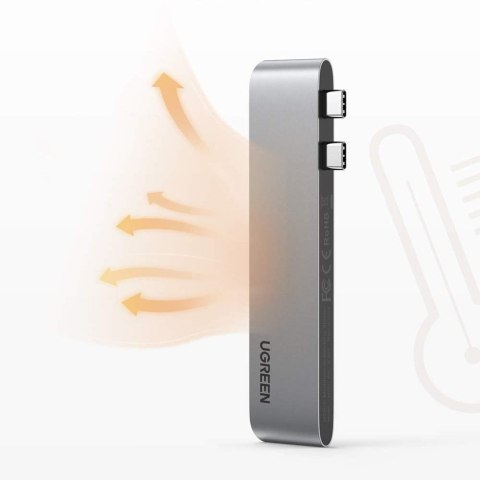 WIELOFUNKCYJNY HUB PORT DO MACBOOK PRO / AIR 2X USB-C NA USB-C HDMI 3X USB 3.0 - SZARY WIELOFUNKCYJNY HUB PORT DO MACBOOK PRO / AIR 2X USB-C NA USB-C HDMI 3X USB 3.0 - SZARY