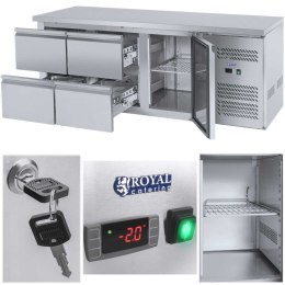 STÓŁ CHŁODNICZY ZE STALOWYM BLATEM ROBOCZYM 4 SZUFLADY OD -2 DO 10C 179CM