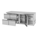 STÓŁ CHŁODNICZY ZE STALOWYM BLATEM ROBOCZYM 4 SZUFLADY OD -2 DO 10C 179CM