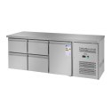 STÓŁ CHŁODNICZY ZE STALOWYM BLATEM ROBOCZYM 4 SZUFLADY OD -2 DO 10C 179CM