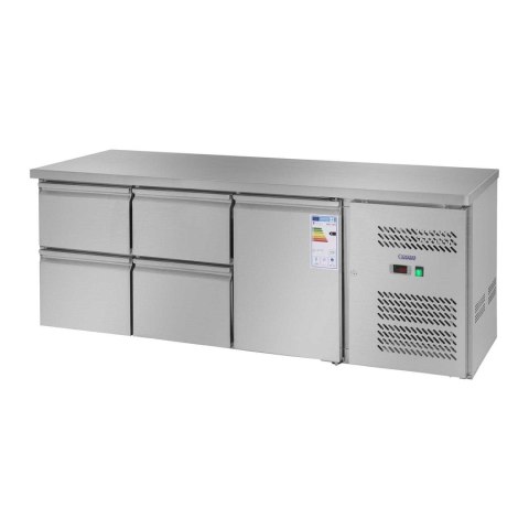 STÓŁ CHŁODNICZY ZE STALOWYM BLATEM ROBOCZYM 4 SZUFLADY OD -2 DO 10C 179CM STÓŁ CHŁODNICZY ZE STALOWYM BLATEM ROBOCZYM 4 SZUFLADY OD -2 DO 10C 179CM