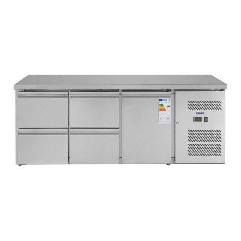 STÓŁ CHŁODNICZY ZE STALOWYM BLATEM ROBOCZYM 4 SZUFLADY OD -2 DO 10C 179CM STÓŁ CHŁODNICZY ZE STALOWYM BLATEM ROBOCZYM 4 SZUFLADY OD -2 DO 10C 179CM