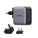 UNIWERSALNA ŁADOWARKA SIECIOWA GAN USB 2XUSB-C WTYCZKI EU / UK / US - CZARNA