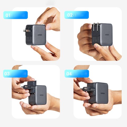 UNIWERSALNA ŁADOWARKA SIECIOWA GAN USB 2XUSB-C WTYCZKI EU / UK / US - CZARNA UNIWERSALNA ŁADOWARKA SIECIOWA GAN USB 2XUSB-C WTYCZKI EU / UK / US - CZARNA