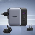 UNIWERSALNA ŁADOWARKA SIECIOWA GAN USB 2XUSB-C WTYCZKI EU / UK / US - CZARNA