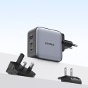 UNIWERSALNA ŁADOWARKA SIECIOWA GAN USB 2XUSB-C WTYCZKI EU / UK / US - CZARNA