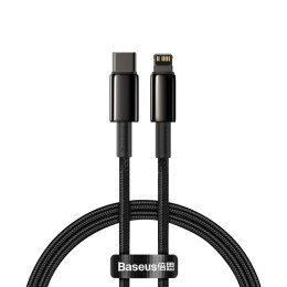KABEL PRZEWÓD DO IPHONE USB-C - LIGHTNING SZYBKIE ŁADOWANIE 20W 1M - CAŁY CZARNY