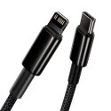 KABEL PRZEWÓD DO IPHONE USB-C - LIGHTNING SZYBKIE ŁADOWANIE 20W 1M - CAŁY CZARNY