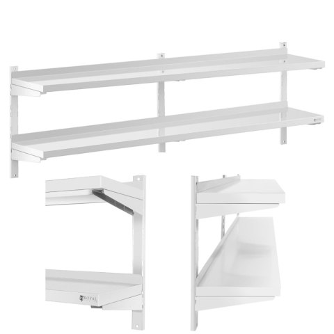PÓŁKA ŚCIENNA WISZĄCA GASTRONOMICZNA PODWÓJNA Z REGULACJĄ STAL 200 X 30 CM PÓŁKA ŚCIENNA WISZĄCA GASTRONOMICZNA PODWÓJNA Z REGULACJĄ STAL 200 X 30 CM