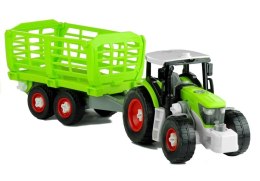 ROZKRĘCANY TRAKTOR Z OTWIERANA PRZYCZEPĄ 43 CM