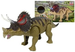 DINOZAUR TRICERATOPS ZIELONY NA BATERIE