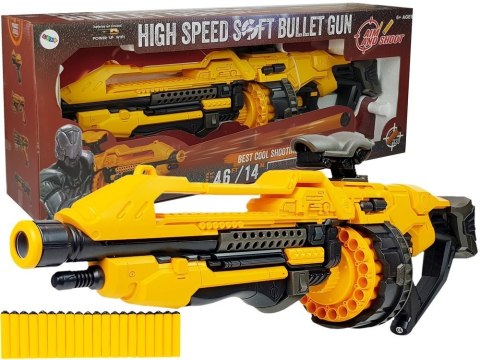 PISTOLET NA BATERIE PIANKOWE NABOJE 82 CM OBROTOWY MAGAZYNEK ŻÓŁTY PISTOLET NA BATERIE PIANKOWE NABOJE 82 CM OBROTOWY MAGAZYNEK ŻÓŁTY