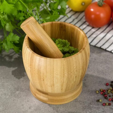 KUCHENNY MOŹDZIERZ BAMBUSOWY 11CM KINGHOFF KH-1617 KUCHENNY MOŹDZIERZ BAMBUSOWY 11CM KINGHOFF KH-1617