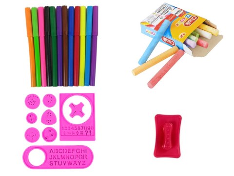 TABLICA DWUSTRONNA MAGNETYCZNA KREDOWA RÓŻOWA SZABLONY TABLICA DWUSTRONNA MAGNETYCZNA KREDOWA RÓŻOWA SZABLONY