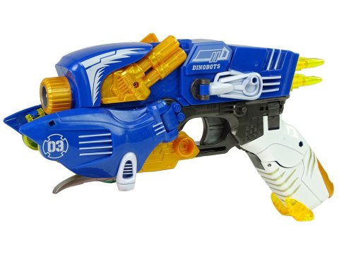 DINOBOTS 2W1 DINOZAUR PISTOLET NA STRZAŁKI NIEBIESKI PTEROSAUR TARCZA DINOBOTS 2W1 DINOZAUR PISTOLET NA STRZAŁKI NIEBIESKI PTEROSAUR TARCZA