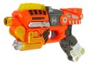 DINOBOTS 2W1 DINOZAUR PISTOLET NA STRZAŁKI POMARAŃCZOWY VELOCIRAPTOR TARCZA