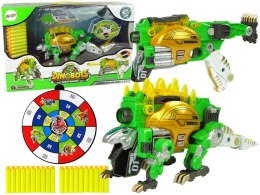 DINOBOTS 2W1 DINOZAUR PISTOLET NA STRZAŁKI ZIELONY STEGOSAURUS TARCZA