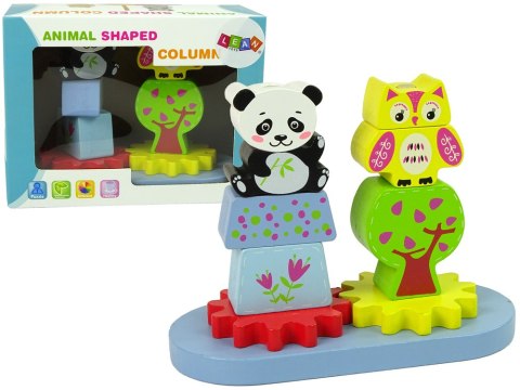 DREWNIANE ZWIERZĄTKA SORTER SOWA PANDA KOŁA ZĘBATE