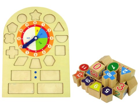 DREWNIANY EDUKACYJNY ZEGAR SORTER KLOCKI KOLOROWE LICZBY DREWNIANY EDUKACYJNY ZEGAR SORTER KLOCKI KOLOROWE LICZBY