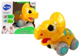 DINOZAUR NA KÓŁKACH ŻÓŁTY TRICERATOPS FIGURKA