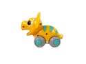 DINOZAUR NA KÓŁKACH ŻÓŁTY TRICERATOPS FIGURKA