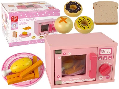 DREWNIANA KUCHENKA MIKROFALOWA MIKROFALÓWKA JEDZENIE RÓŻOWA DREWNIANA KUCHENKA MIKROFALOWA MIKROFALÓWKA JEDZENIE RÓŻOWA