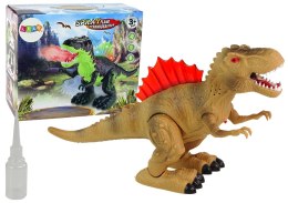 DINOZAUR ZIEJE OGNIEM PARA WODNA ŚWIECI NA BATERIE BRĄZOWY