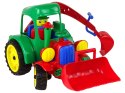 DUŻY TRAKTOR KOPARKA Z FIGURKĄ GUMOWE KOŁA RUCHOME ŁYŻKI