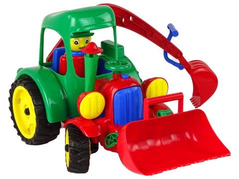 DUŻY TRAKTOR KOPARKA Z FIGURKĄ GUMOWE KOŁA RUCHOME ŁYŻKI DUŻY TRAKTOR KOPARKA Z FIGURKĄ GUMOWE KOŁA RUCHOME ŁYŻKI