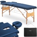 STÓŁ ŁÓŻKO DO MASAŻU DREWNIANE PRZENOŚNE SKŁADANE TOULOUSE BLUE DO 227 KG NIEBIESKIE