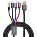 KABEL PRZEWÓD USB 4W1 IPHONE LIGHTNING 2 X USB-C MICROUSB W NYLONOWYM OPLOCIE 3.5A 1.2M CZARNY