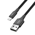 KABEL PRZEWÓD USB 4W1 IPHONE LIGHTNING 2 X USB-C MICROUSB W NYLONOWYM OPLOCIE 3.5A 1.2M CZARNY