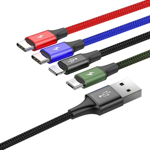 KABEL PRZEWÓD USB 4W1 IPHONE LIGHTNING 2 X USB-C MICROUSB W NYLONOWYM OPLOCIE 3.5A 1.2M CZARNY KABEL PRZEWÓD USB 4W1 IPHONE LIGHTNING 2 X USB-C MICROUSB W NYLONOWYM OPLOCIE 3.5A 1.2M CZARNY